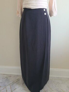 Silk Midi Skirt Gray NWT J. Peterman Sz 6 Quiet Luxury Old Money Office Capsule